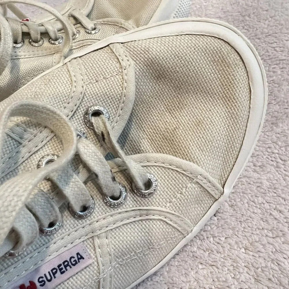 Superga Women Ivory Canvas Classic Sneaker 39.5/8 2750 Cotu Flat Shoe *Run Small - Picture 5 of 11